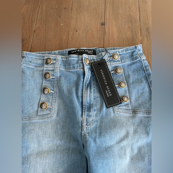 Veronica Beard Sheridan bell bottom Jean with sailor buttons NWT - Picture 9 of 13